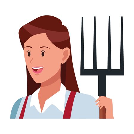 woman face with a rake avatar cartoon character vector illustration graphic designのイラスト素材