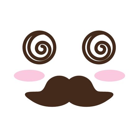 face with mustache kawaii comic character vector illustration designのイラスト素材