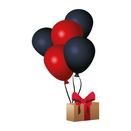 decorative balloons with gift box icon over white background, vector illustrationのイラスト素材