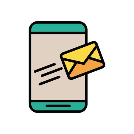 smartphone with envelope email postal service vector illustration designのイラスト素材