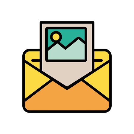 envelope mail with image file postal service vector illustration designのイラスト素材