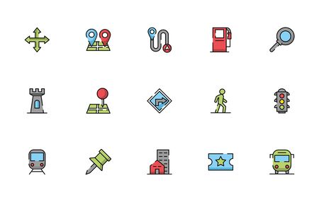 bundle of maps and navigation icons vector illustration designのイラスト素材