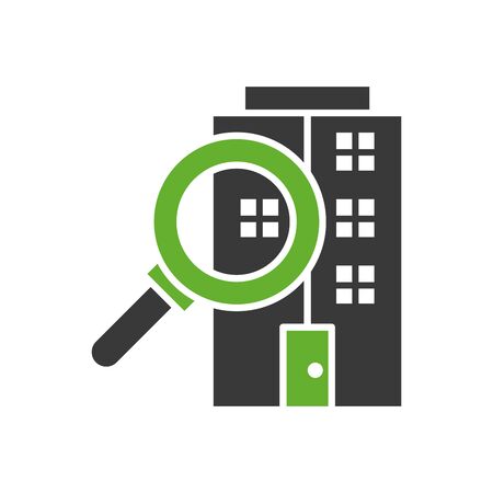 house front facade with magnifying glass vector illustration designのイラスト素材