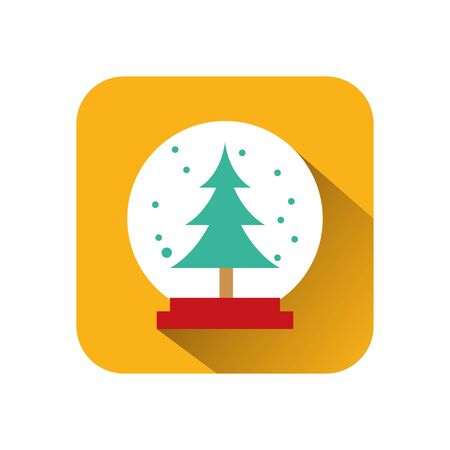 merry christmas crystal ball with pine tree vector illustration designのイラスト素材