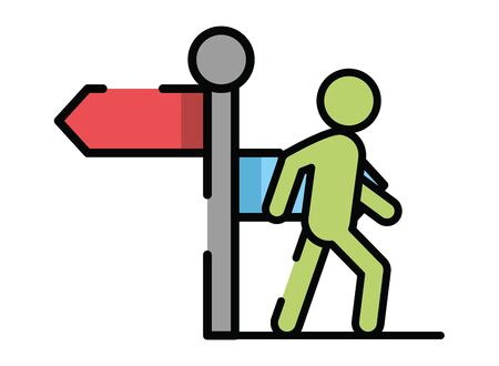 pedestrian silhouette walker with arrow vector illustration designのイラスト素材