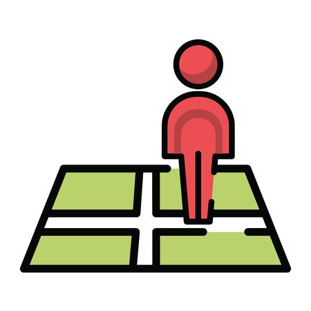 paper map guide with pedestrian walking vector illustration designのイラスト素材