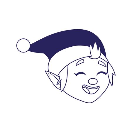 cartoon santas helper face icon over white background, vector illustrationのイラスト素材