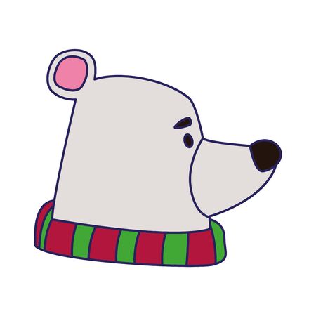 polar bear with scarf over white background, vector illustrationのイラスト素材