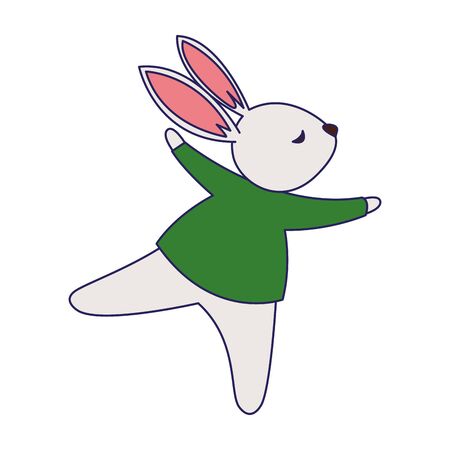 cute rabbit with sweater icon over white background, vector illustrationのイラスト素材
