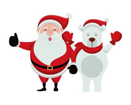 merry christmas santa claus and bear polar characters vector illustration designのイラスト素材