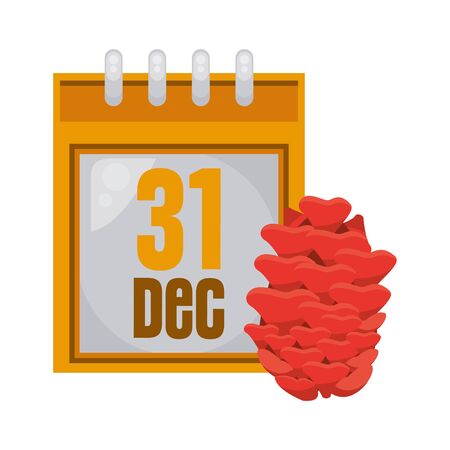 happy new year calendar with acorn vector illustration designのイラスト素材