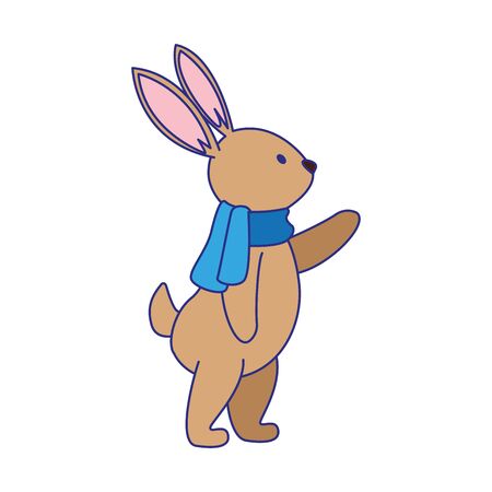 cute rabbit with scarf icon over white background, vector illustrationのイラスト素材