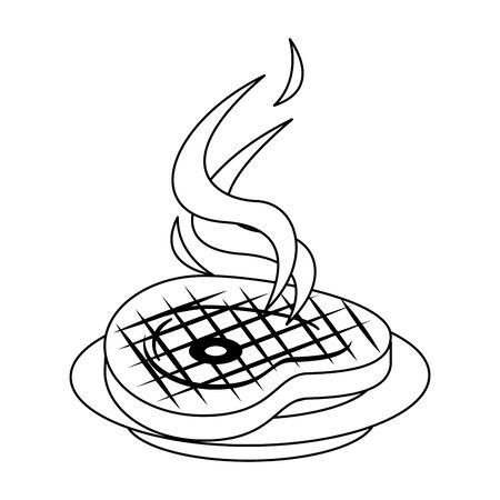 Barbecue beef steak grilled in dish cartoon vector illustration graphic designのイラスト素材