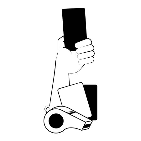 Soccer football sport game referee hand holding card with whistle vector illustration graphic designのイラスト素材