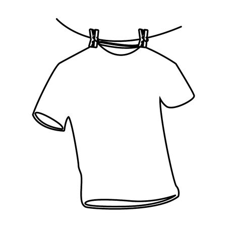 laundry wash and cleaning hanging clothes icon cartoon in black and white vector illustration graphic designのイラスト素材
