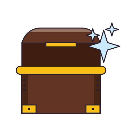 Videogame wooden chest open cartoon isolated vector illustration graphic designのイラスト素材