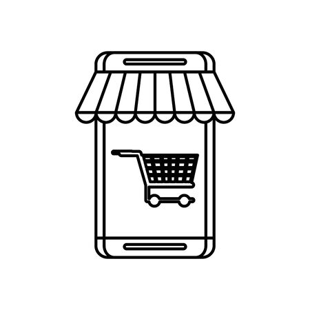 smartphone device with shopping cart vector illustration designのイラスト素材