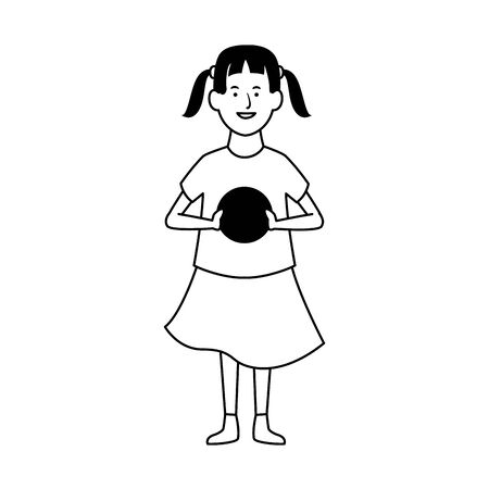 cartoon happy girl icon over white background, vector illustrationのイラスト素材