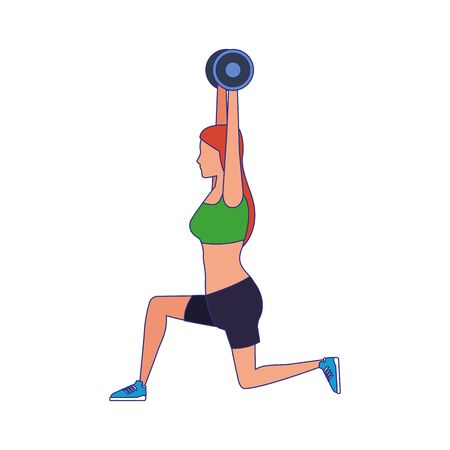 avatar girl lifting weights icon over white background, vector illustrationのイラスト素材