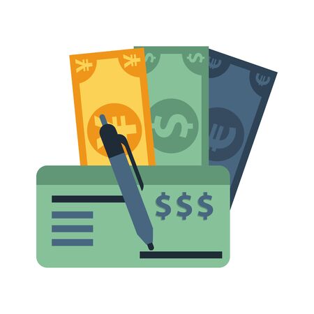 dollar with euro and yen bills vector illustration designのイラスト素材