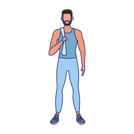 avatar man standing with sports clothes icon over white background, vector illustrationのイラスト素材