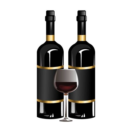 wine bottles and glass icon over white background, vector illustrationのイラスト素材
