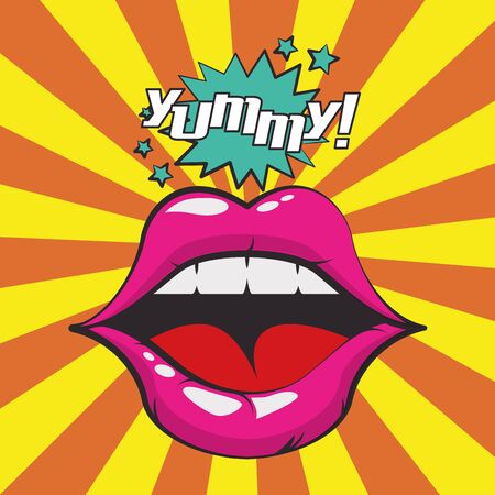 poster pop art style with female mouth vector illustration designのイラスト素材