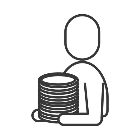 avatar businessman silhouette with coins money vector illustration designのイラスト素材