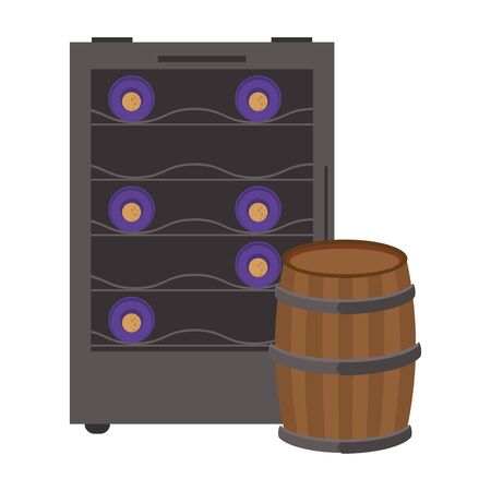 wooden barrel icon over white background, vector illustrationのイラスト素材