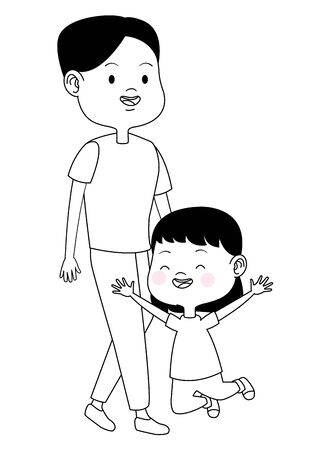 Family single mother playing and smiling with daughter cartoon ,vector illustration graphic design.のイラスト素材