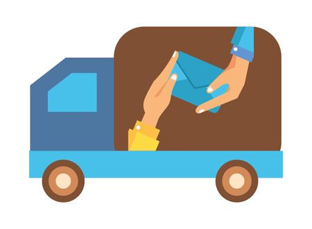 truck cart with envelope mail postal service vector illustration designのイラスト素材