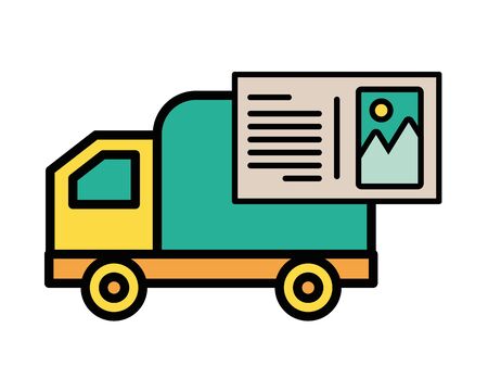 truck cart with envelope mail postal service vector illustration designのイラスト素材