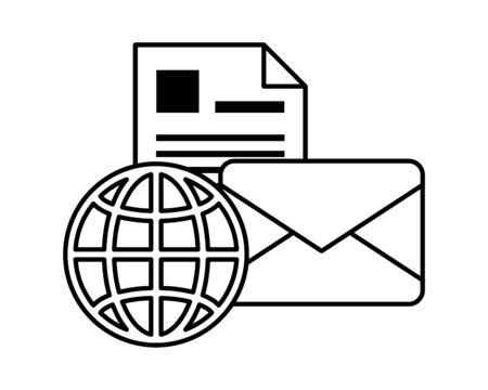 envelope mail with document file postal service vector illustration designのイラスト素材