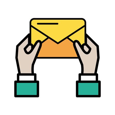 hands human with envelope mail postal service vector illustration designのイラスト素材
