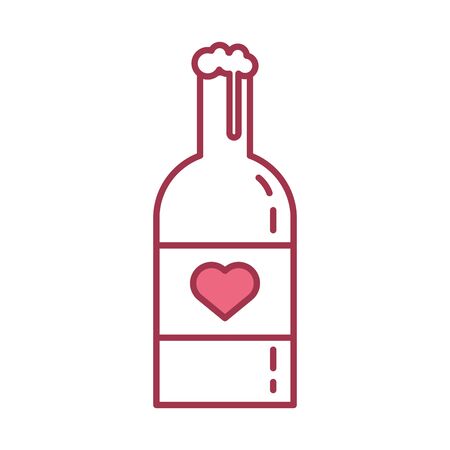 happy valentines day wine bottle with heart icon vector illustration designのイラスト素材