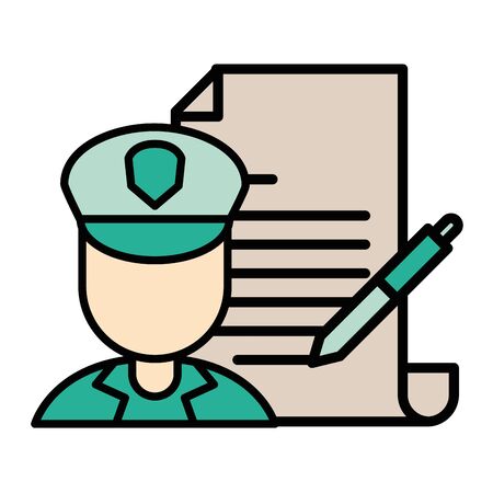 postman worker with paper document and pen vector illustration designのイラスト素材