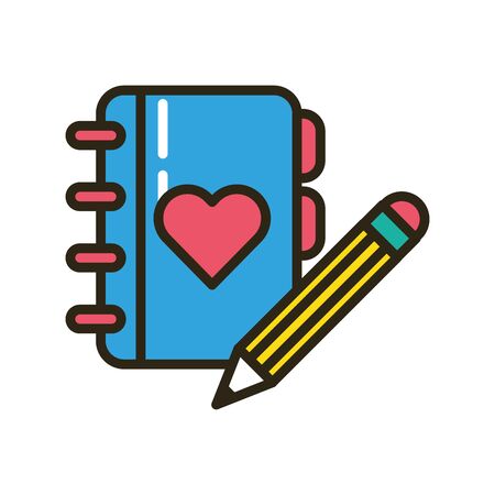 happy valentines day heart in diary vector illustration designのイラスト素材
