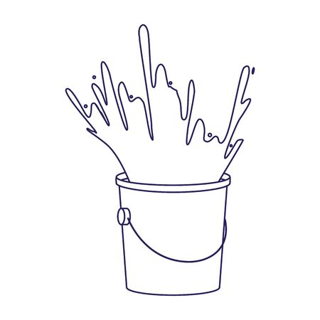 paint bucket with red paint explosion over white background, flat design, vector illustrationのイラスト素材