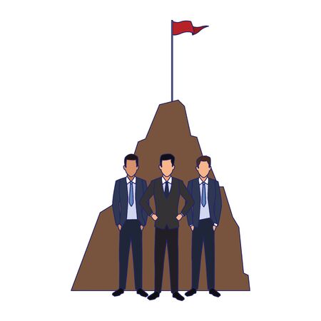 businessmen standing over hill and white background, vector illustrationのイラスト素材