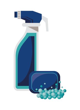 splash bottle with soap bar product clean vector illustration designのイラスト素材