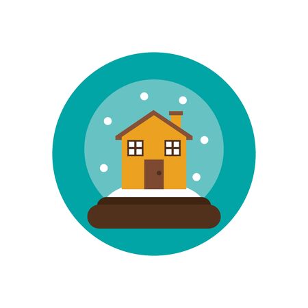 merry christmas crystal ball with house vector illustration designのイラスト素材