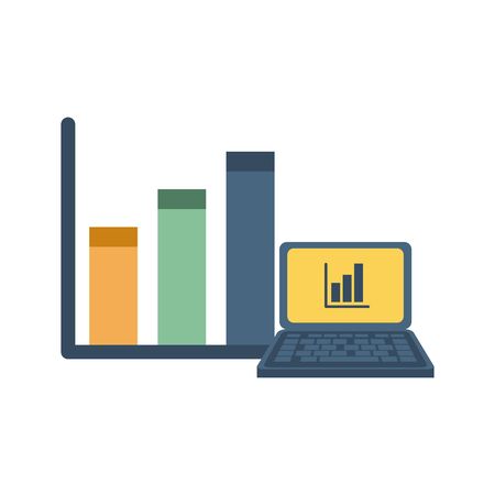 laptop computer with financial statistics bars vector illustration designのイラスト素材