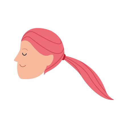 profile of woman face icon over white background, flat designのイラスト素材