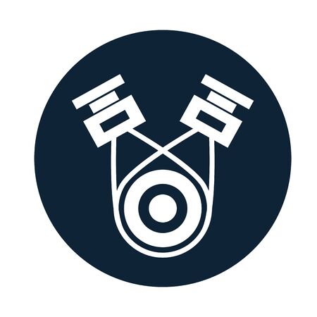car pistons assembly piece flat icon vector illustration designのイラスト素材