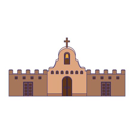 Mexican church design, Mexico culture tourism landmark latin and party theme Vector illustrationのイラスト素材