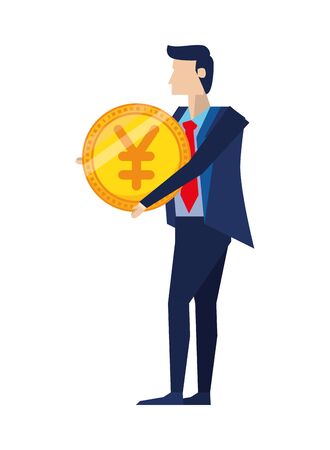 businessman with yen coin money vector illustration designのイラスト素材
