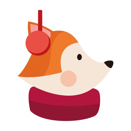 cute fox with scarf and Earmuffs over white background, vector illustrationのイラスト素材