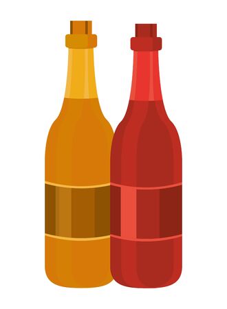 champagne bottles drinks isolated icons vector illustration designのイラスト素材