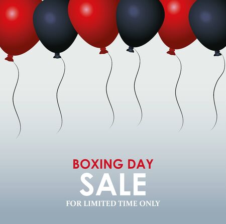 Boxing day sale colorful design with black and red balloons over gray background, colorful design, vector illustrationのイラスト素材