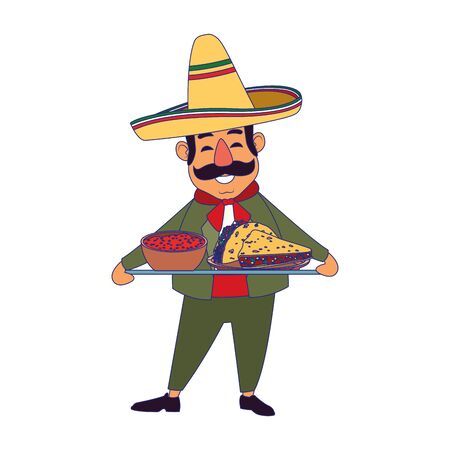 Mexican man design, Mexico culture tourism landmark latin and party theme Vector illustrationのイラスト素材